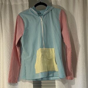 Lands' End Striped Zip Up Rash Guard Size Medium Women’s